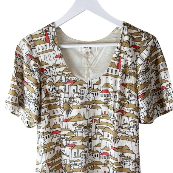 porridge short-sleeve crew-neck linen printed mini dress New Anthropologie Porridge Short-Sleeve Crew-Neck Linen Printed Dress Sz S